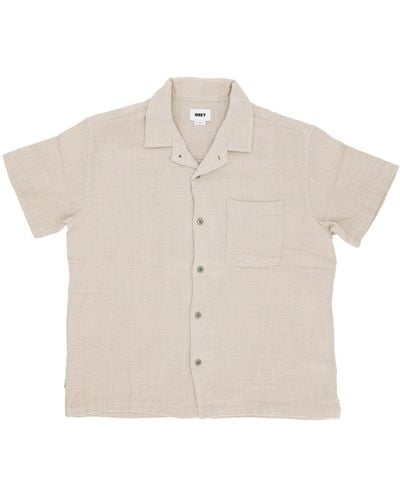 Obey 'Short Sleeve Shirt Feather Woven Shirt - Natural