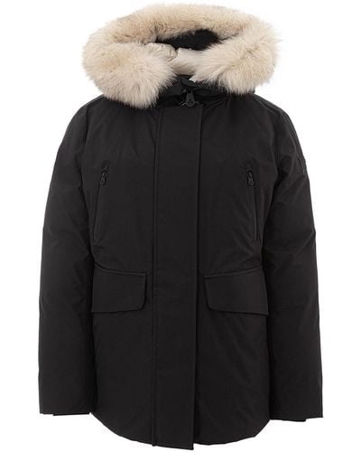 Peuterey Padded Jacket With Fur Collar - Black