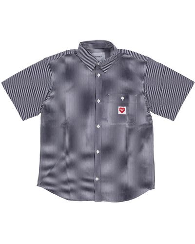 Carhartt Terrell Short Sleeve Shirt Terrel Stripe/Dark/Wax - Blue
