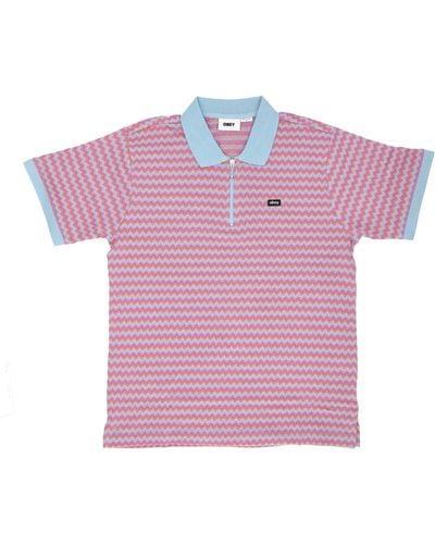 Obey Short Sleeve Polo Anno Jacquard Polo Sky Multi - Pink