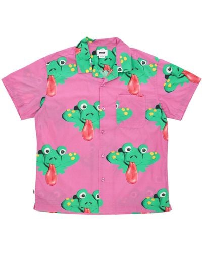 Obey Frogman Woven Herren Kurzarmhemd - Pink