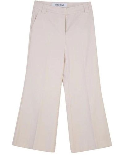 Silvian Heach Crop Classic Pants. Slightly Large Model With Passers -by Alive. Pga22320pa - White