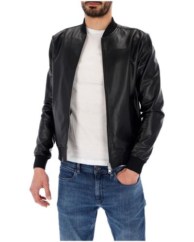 Brian Dales Leather Bomber Style Jacket - Black