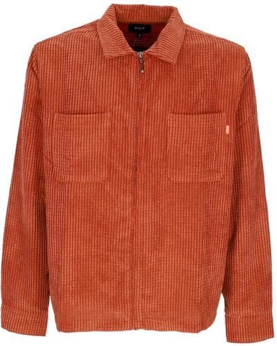 Huf Cornelius Herren Langarmshirt Zip Shirt - Orange