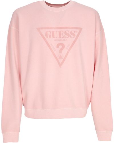 Guess Go Vintage Herren-Sweatshirt Mit Rundhalsausschnitt, Blush, Baumwolle, Multi - Pink