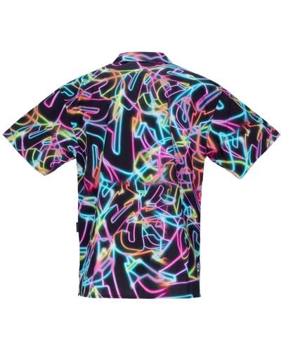 Mauna Kea Kurzarm-Neon-Bowling-Shirt Fur Herren X Triple J Schwarz/Mehrfarbig - Blau