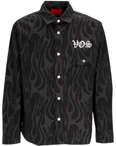 Vision Of Super Aop Flames Print Shirt 'Long Sleeve Shirt - Black