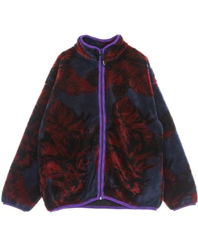 Huf Sativa Floral Full Zip Sherpa Blazer - Purple