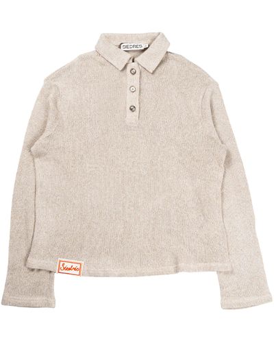 Siedres Denni Oversized Knitted Polo Shirt - Natural