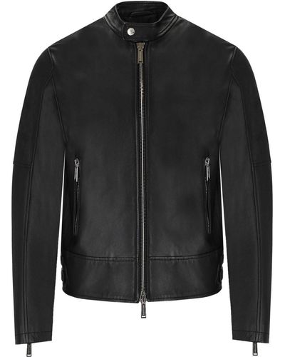 DSquared² Black Leather Biker Jacket