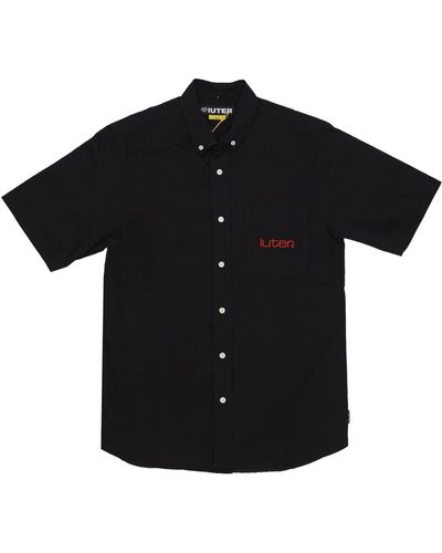 Iuter Herren Kurzarmhemd Grid Shirt Schwarz