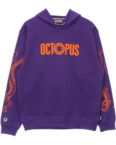 Octopus Lightweight Hooded Sweatshirt Outline Logo Hoodie - Purple