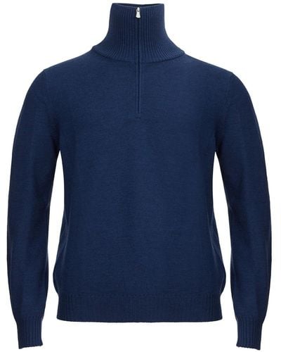 Gran Sasso Pullover Mit Halbem Reibverschluss Aus Wolle - Blau