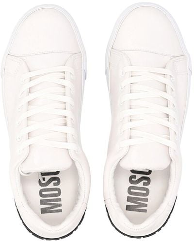 Moschino Rubber Logo Calfskin Sneakers - White