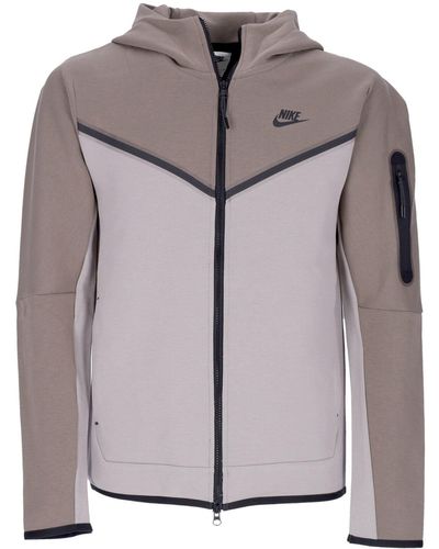 Nike Lightweight Hooded Zip Sweatshirt Sportswear Tech Fleece Full-Zip Hoodie/Enigma Stone - Gray