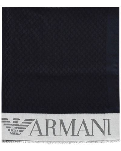 Emporio Armani Scarf With Jacquard Logo - Black