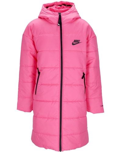Nike Therma Fit Repel Hooded Parka Long Down Jacket Pinksicle