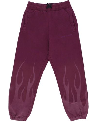 Vision Of Super Fleece Tracksuit Pants Corrosive Flames Pants - Red