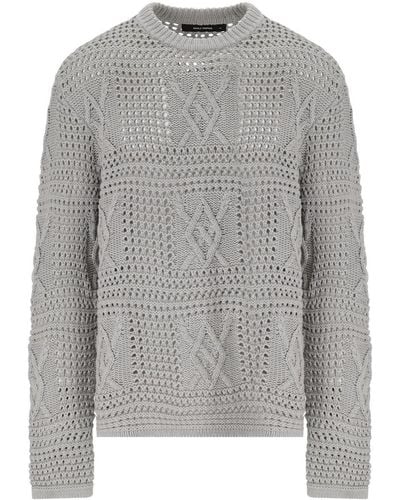 Daily Paper Zuberi Crochet Crewneck Sweater - Gray