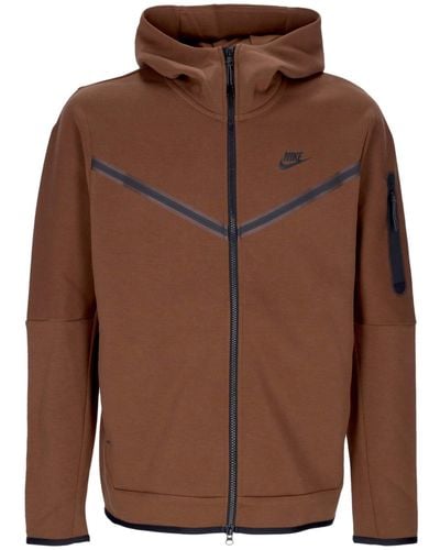 Nike Lightweight Hooded Zip Sweatshirt Sportswear Tech Fleece Hoodie Cacao Wow - Brown