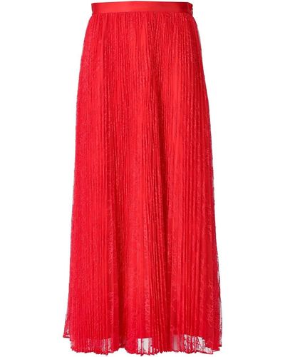 Twin Set Coral Lace Pleated Skirt - Red