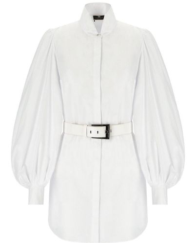 Elisabetta Franchi Shirt Dress With Belt - White