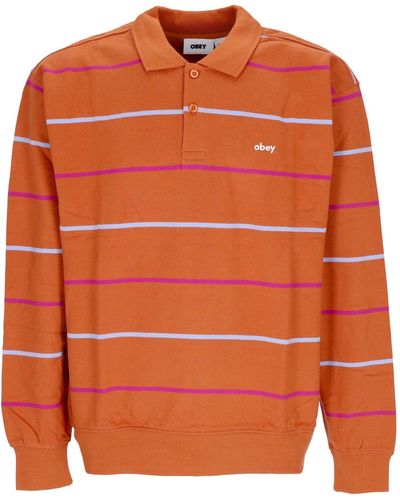Obey Polo A Manches Longues Pour Hommes Polo Complet Sweatshirt Specialite Polaire Bombay Multi - Orange