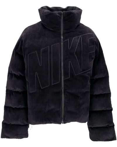 Nike W Sportswear Essential Therma-Fit Oversized Corduroy Puffer Damenjacke Schwarz/Schwarz