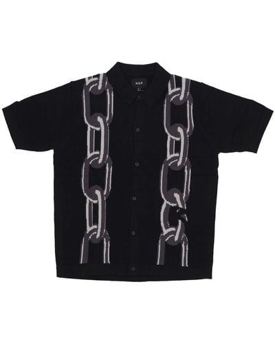 Huf 'Short Sleeve Polo Linked Knit Sweater - Black