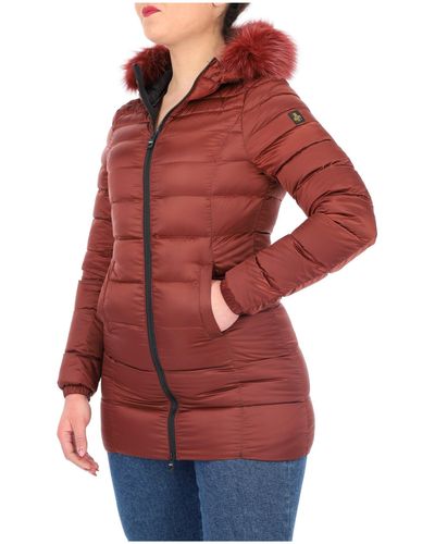 Refrigiwear 3/4 Length Down Jacket With Quilting And Hood With Fur 'Long Mead Fur Jacket 22Airw0W98101Ra00350000 - Red