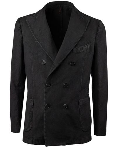 Santaniello Vintage Double-breasted Suit Jacket - Black