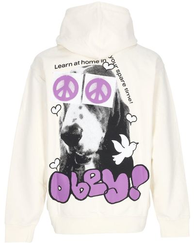 Obey Leichtes Herren-Sweatshirt Mit Kapuze, Peace Eyes Box Fit, Premium-Hoodie, Ungebleicht - Pink