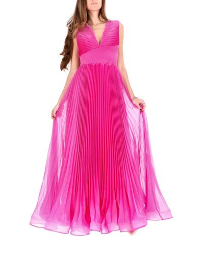 Fabiana Ferri Kleid Mit Plissiertem V-Ausschnitt - Pink