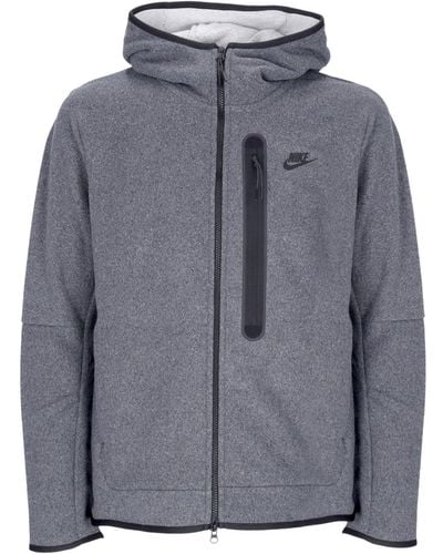 Nike Zip Hoodie Sportswear Tech Fleece Full-Zip Winter Hoodie - Gray