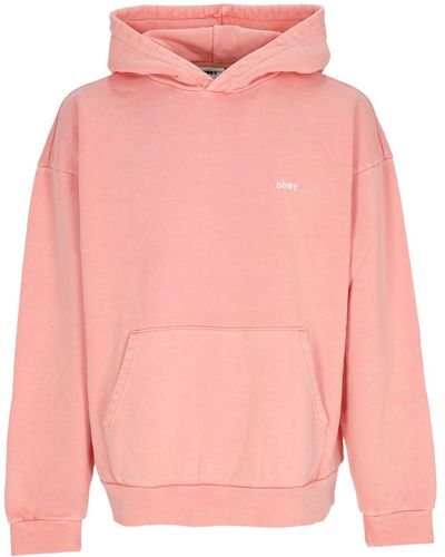 Obey Leichtes Kapuzen-Sweatshirt Fur Herren, Kleinbuchstaben-Pigment-Hoodie, Fleece, Pigment-Shell-Rosa - Pink