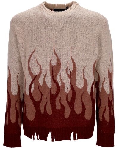 Vision Of Super Double Flames 'Sweater L/Jumper - Brown