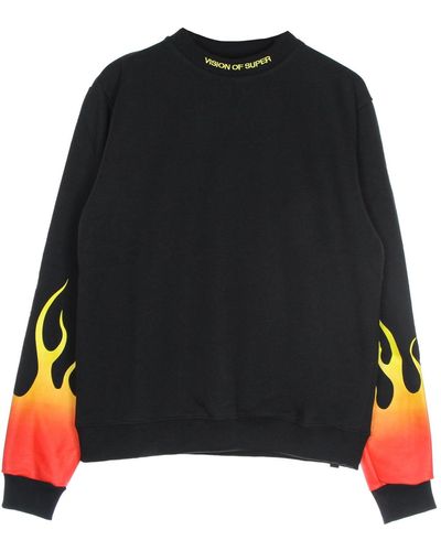 Vision Of Super Shaded Flames Crewneck 'Lightweight Crewneck Sweatshirt - Black