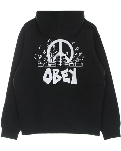 Obey City Block Premium Herren-Sweatshirt Mit Kapuze, Leicht, French Terry, Schwarz