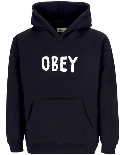 Obey Og Type Extra Hooded Premium Fleece Schwarzer Herren-Hoodie - Blau