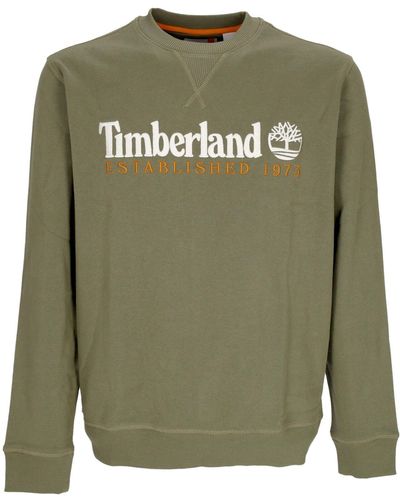 Timberland Leichtes Herren-Sweatshirt Mit Rundhalsausschnitt, Gesticktes Logo, Rundhalsausschnitt - Grün