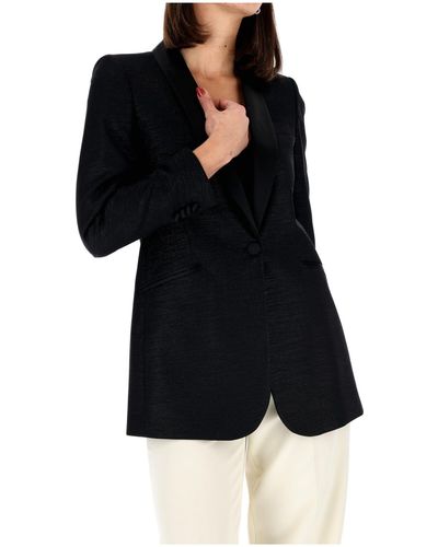 Brian Dales Double-breasted Jacket With Micro Motif And Rever In Womens Fabric Agnese/r-jk4821 Black