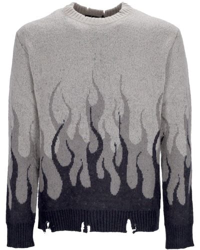 Vision Of Super Double Flames Herrenpullover L/S Pullover - Grau