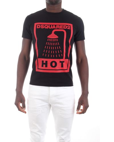 DSquared² Schwarzes Maxi-T-Shirt Mit 'Hot'-Aufdruck - Rot