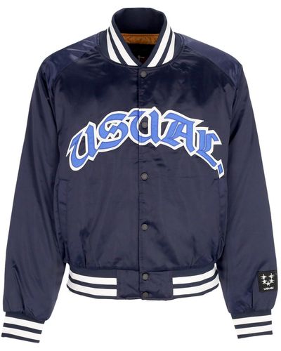 USUAL Stadium Jacket Bomber Jacket - Blue