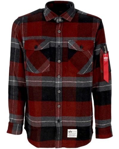 Alpha Industries 'Long Sleeve Flannel Shirt - Red