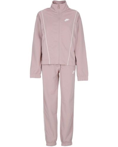 Nike Damen W Essential Trainingsanzug-Set Diffused Taupe/Weib/Weib - Pink
