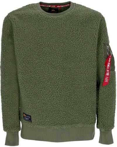 Alpha Industries Herren-Sweatshirt Mit Rundhalsausschnitt, Teddy-Pullover, Salbeigrun - Grün