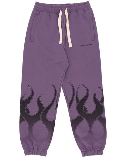 Vision Of Super Lightweight 'Tracksuit Pants Flames Pants - Purple