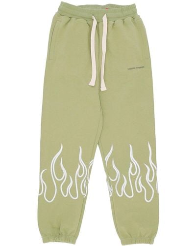 Vision Of Super Lightweight 'Tracksuit Pants Embroidery Flame Pants - Green