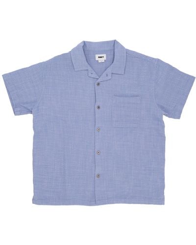 Obey Short Sleeve Feather Woven Shirt - Blue